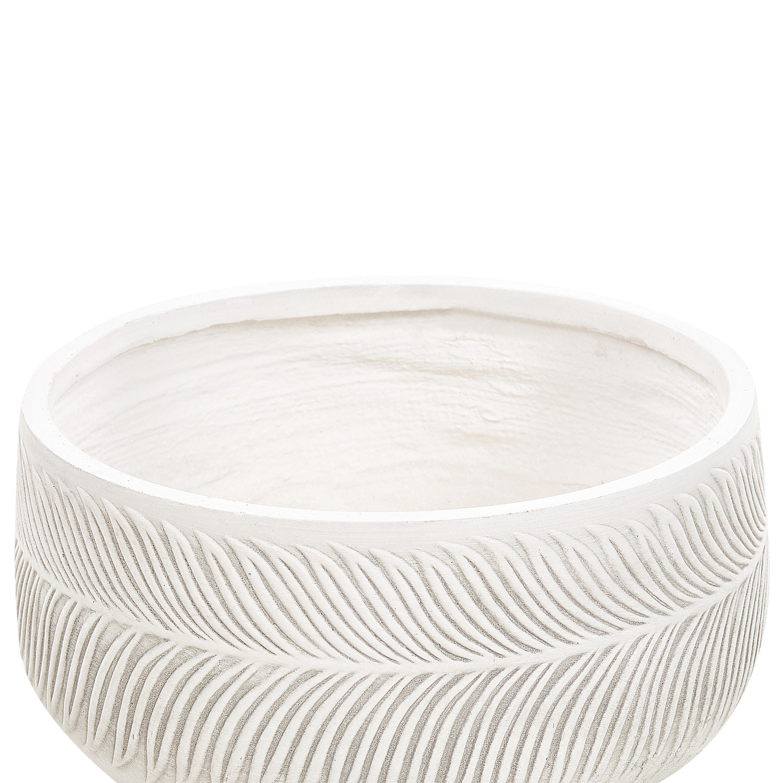 BLUMENTOPF cremeweiß rund 43/43/23 cm Ftero - Weiß, Naturmaterialien (23cm) - Beliani