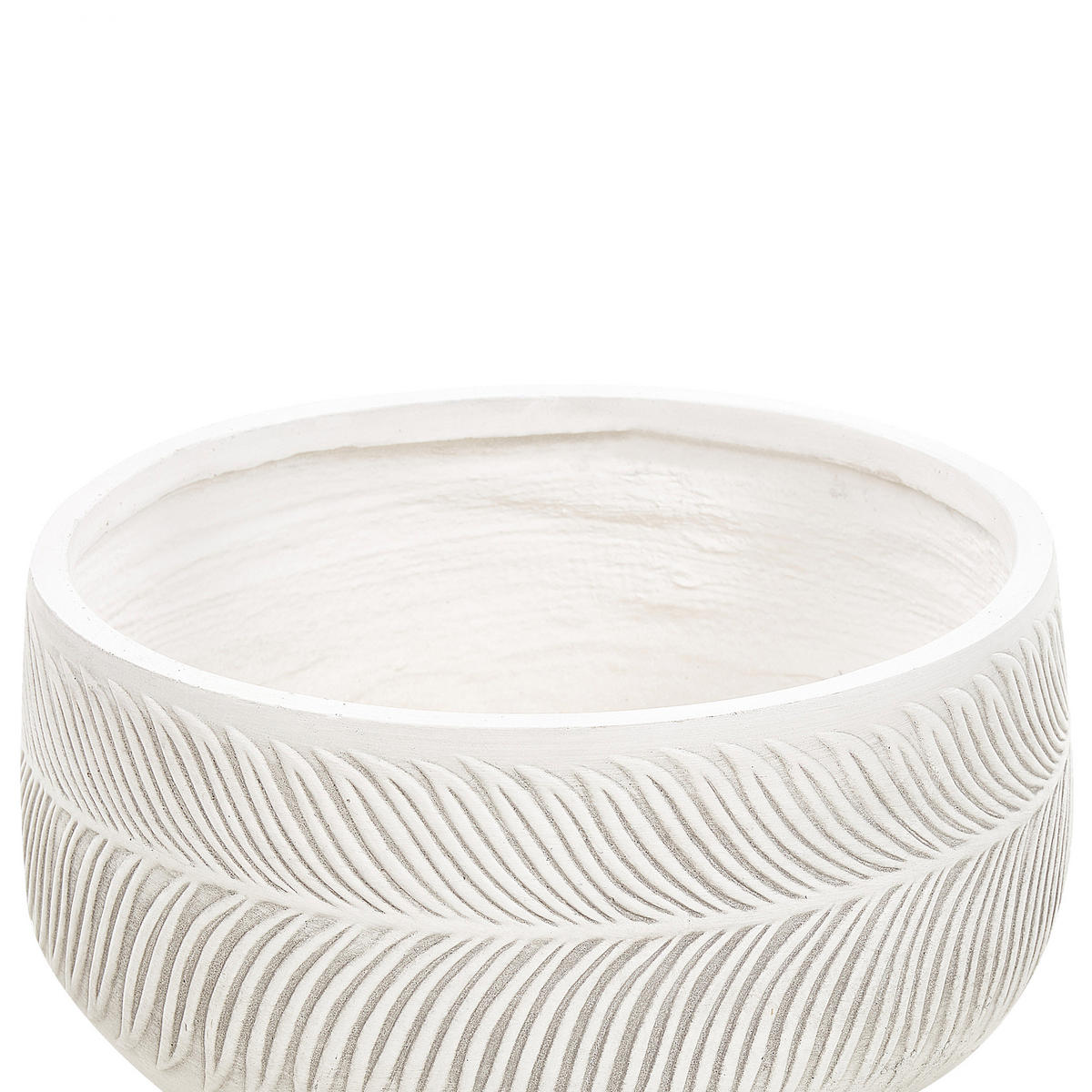 BLUMENTOPF cremeweiß rund 43/43/23 cm Ftero - Weiß, Naturmaterialien (23cm) - Beliani