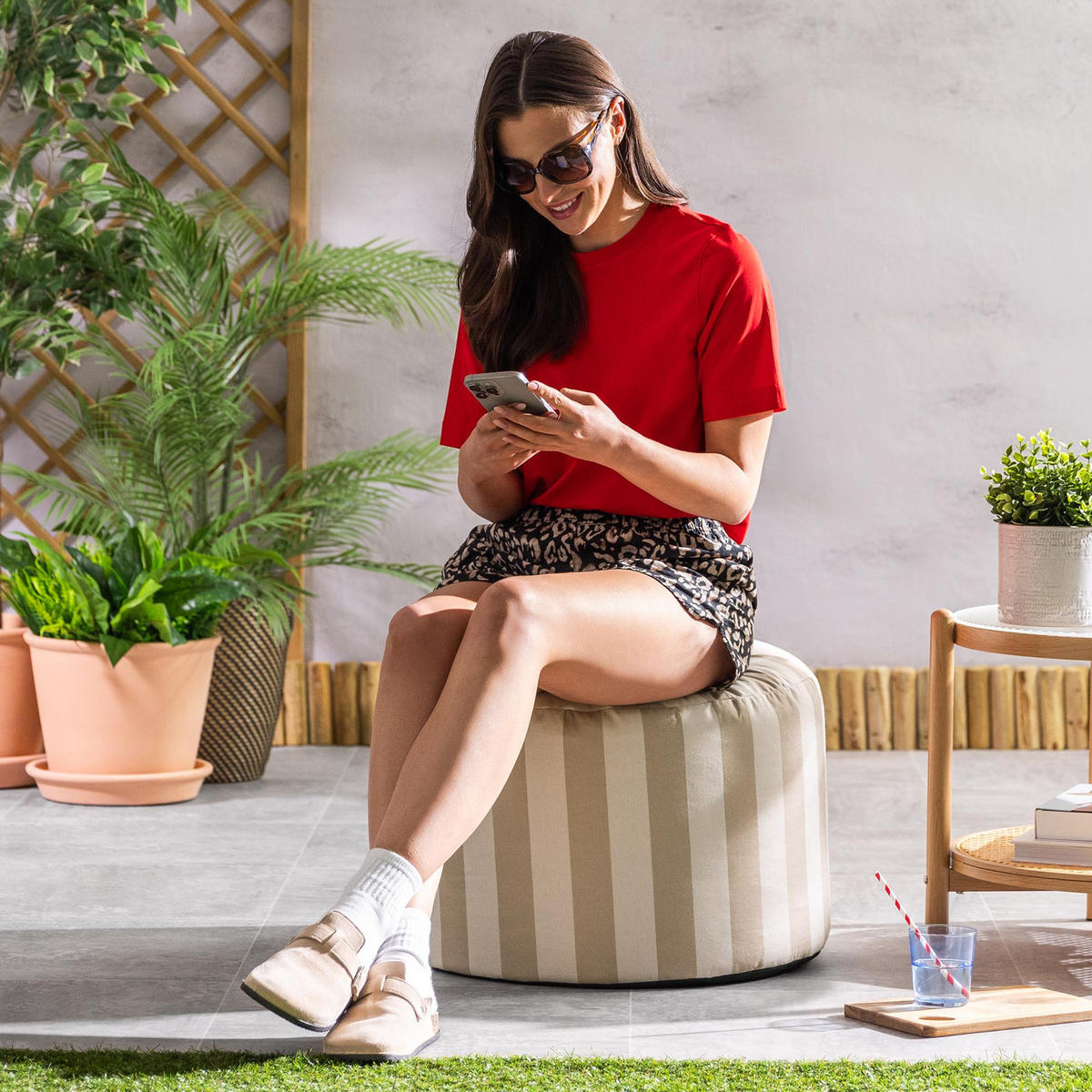 SITZPOUF Milano - Taupe, Textil (55/35/55cm) - icon