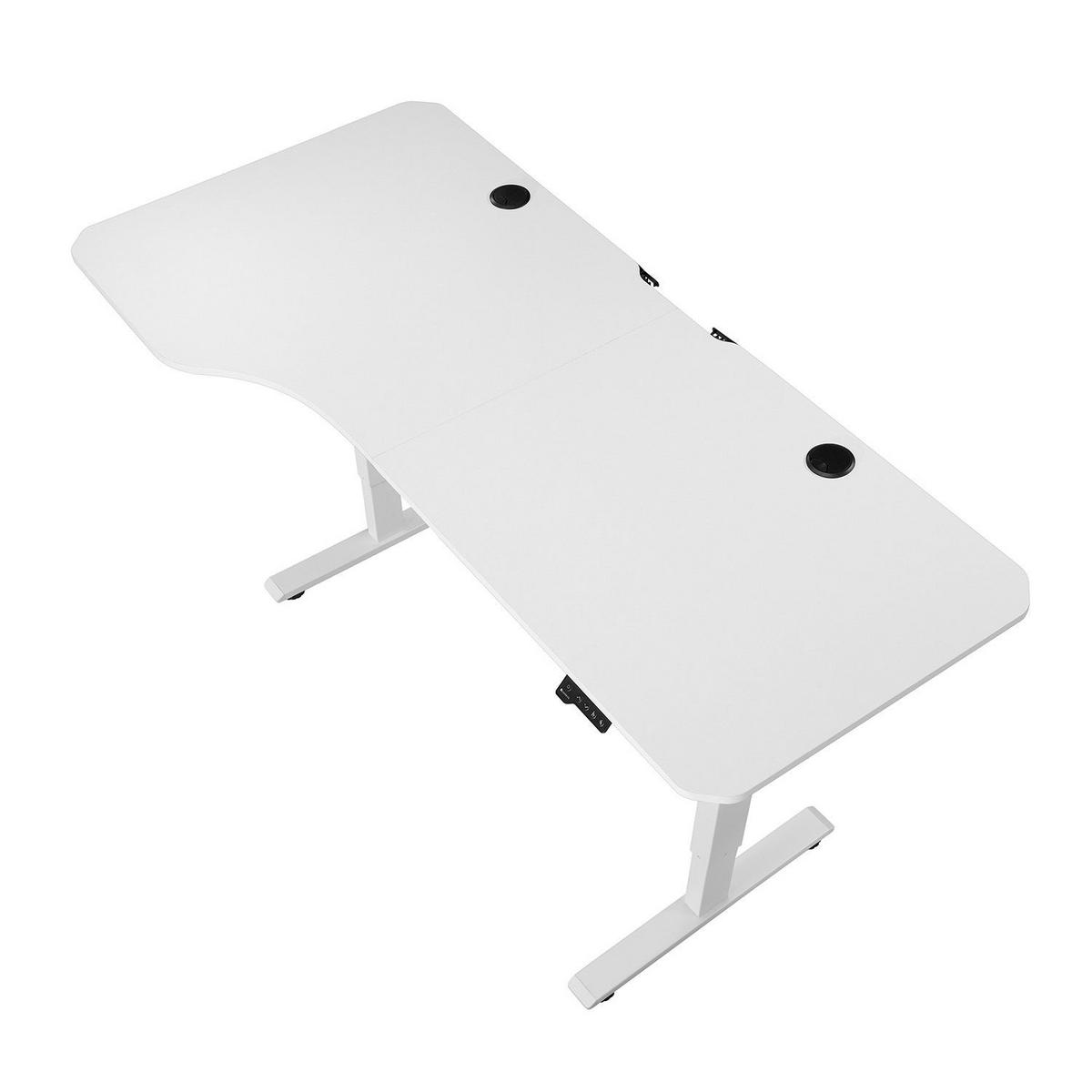 SCHREIBTISCH Office Stand weiß 160x75 cm höhenverstellbar - Weiß, Holz (60/160/117cm) - Juskys