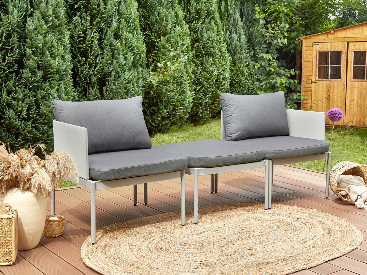 LOUNGE SET 2-Sitzer modular Grau Terracina - Grau, Metall - Beliani