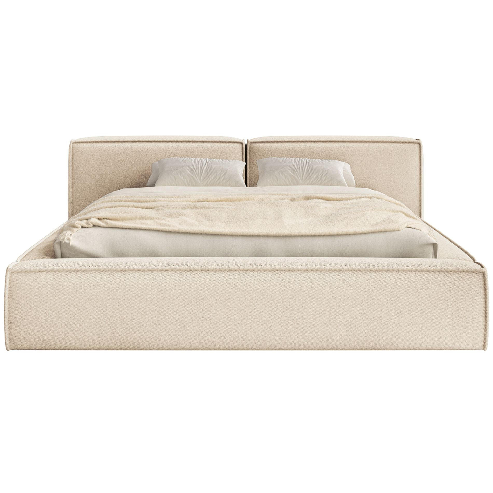 POLSTERBETT Tilves Low Hellbeige 160x200 cm - Ecru/Schwarz, Kunststoff/Textil (160/200cm) - Selsey