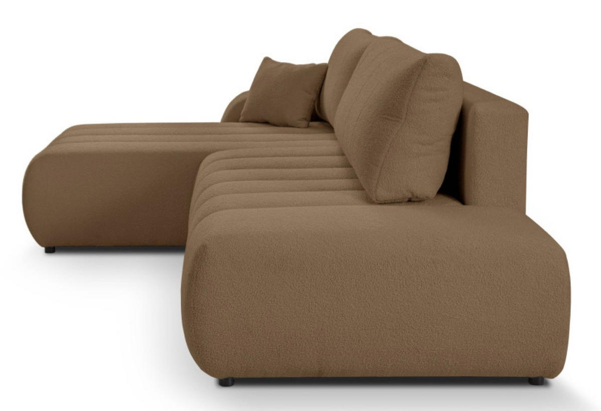 ECKSOFA Braun ALOO Mit Schlaffunktion Links Stoff Bouclé - Braun, Textil (276/176cm) - Sepro Meble