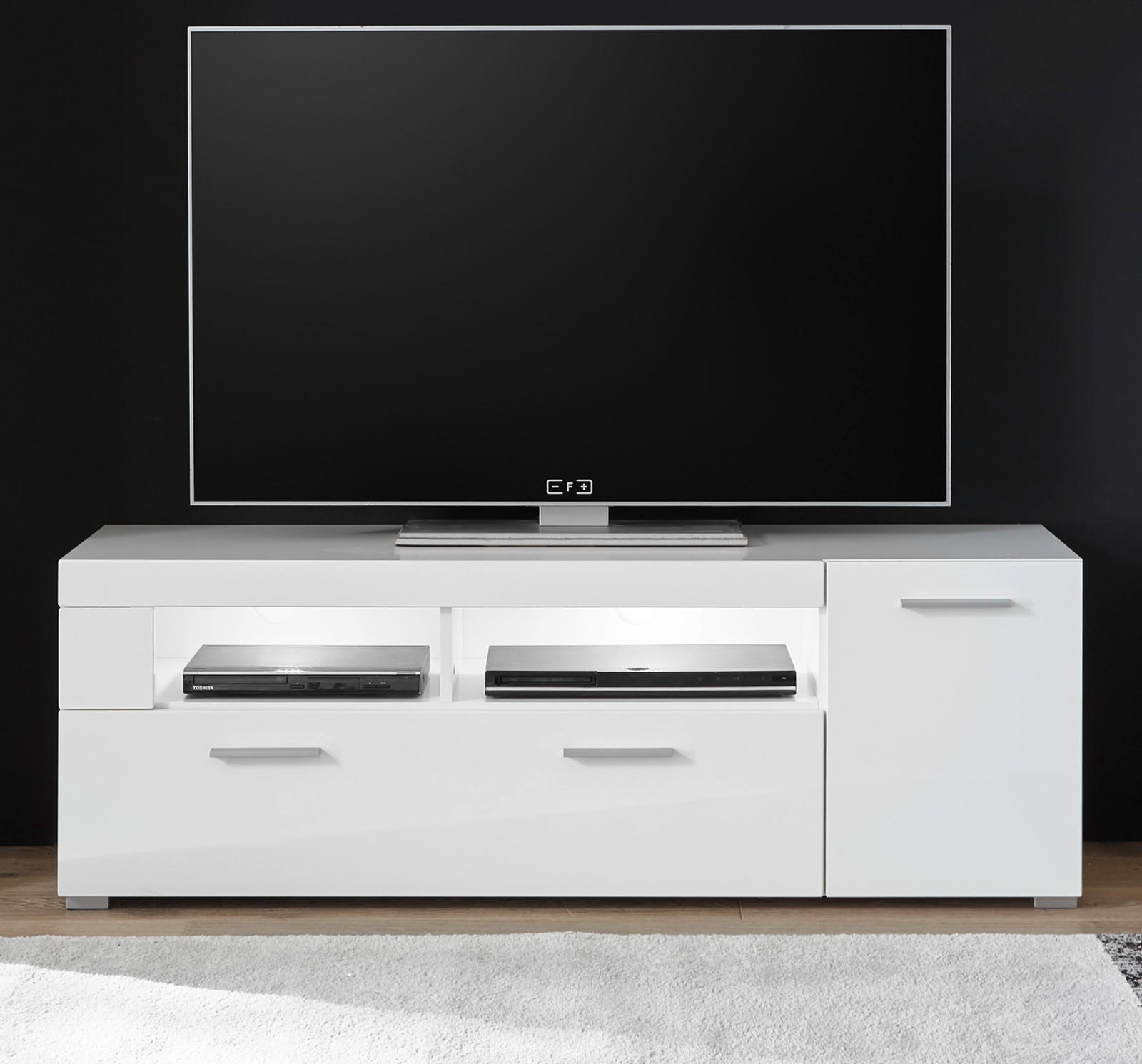 TV-LOWBOARD weiß Hochglanz, TV Unterteil 140 x 48 cm - Chromfarben/Weiß Hochglanz, Holzwerkstoff/Kunststoff (140/48/40cm) - Furn.Design