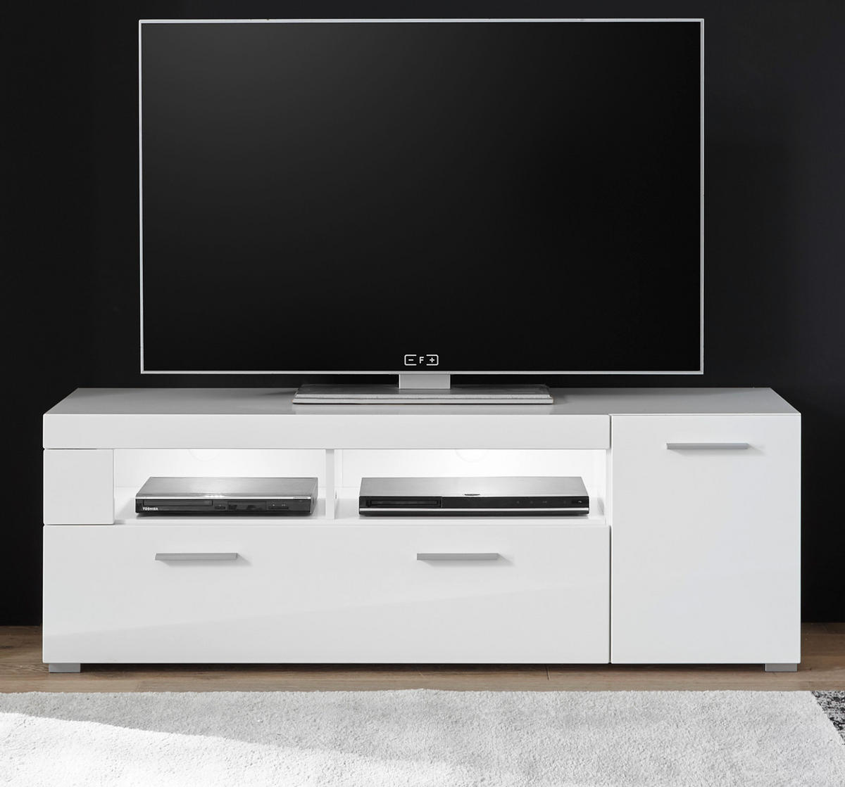 TV-LOWBOARD weiß Hochglanz, TV Unterteil 140 x 48 cm - Chromfarben/Weiß Hochglanz, Holzwerkstoff/Kunststoff (140/48/40cm) - Furn.Design