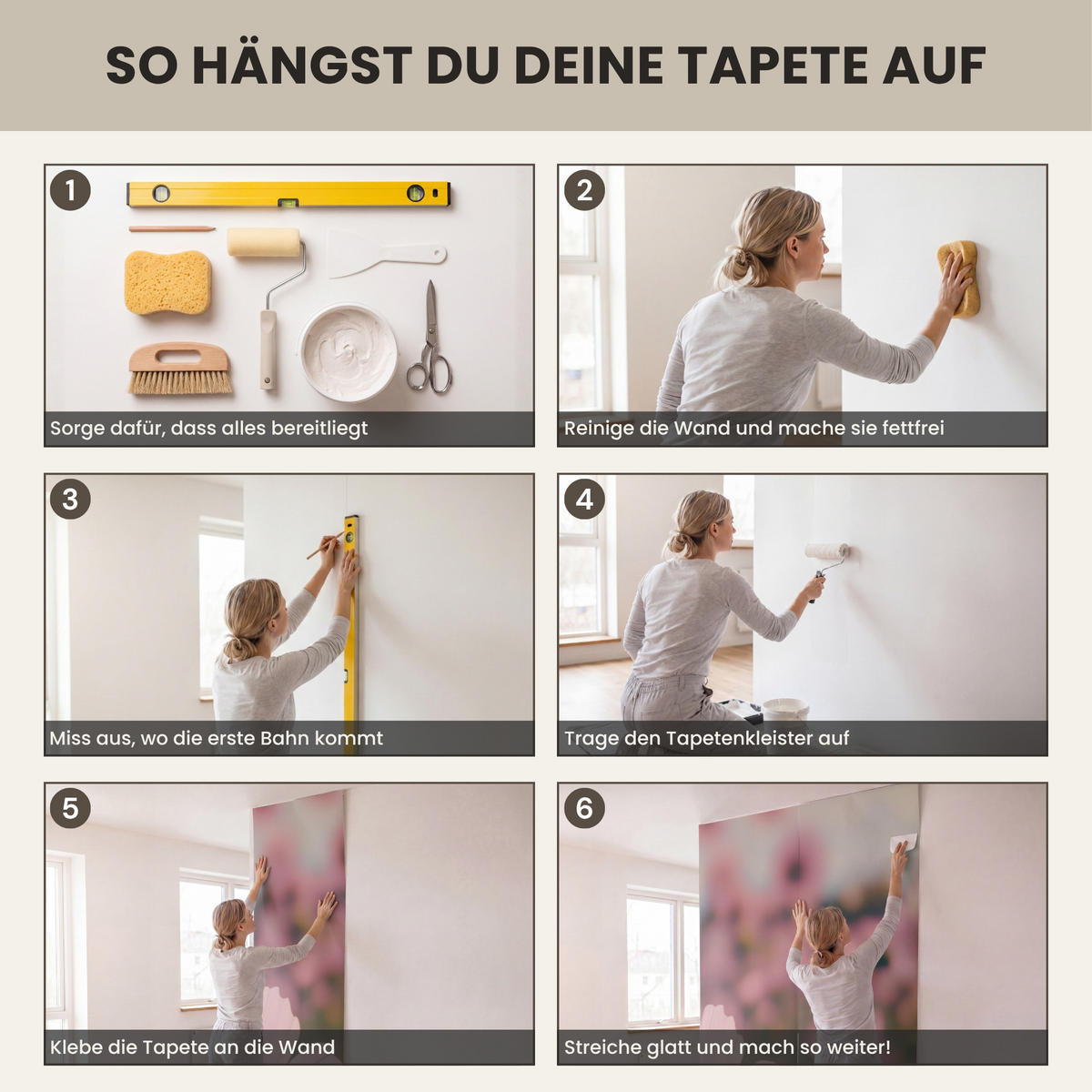 TAPETE - Blumen - Lila - Unscharf - 400x200 cm - Rosa, Papier (400/200cm) - OnlyWow