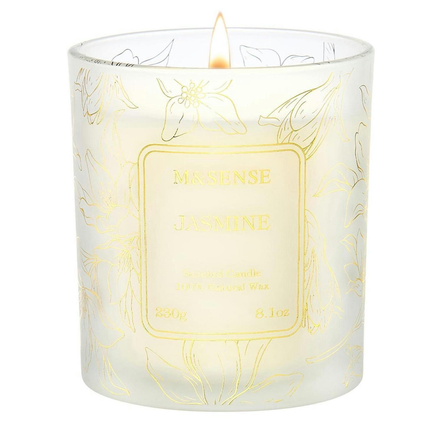 DUFTKERZE im Glas Jasmin 42 Stunden Brenndauer Sojawachs 230g - Weiß, Glas (11.8cm)