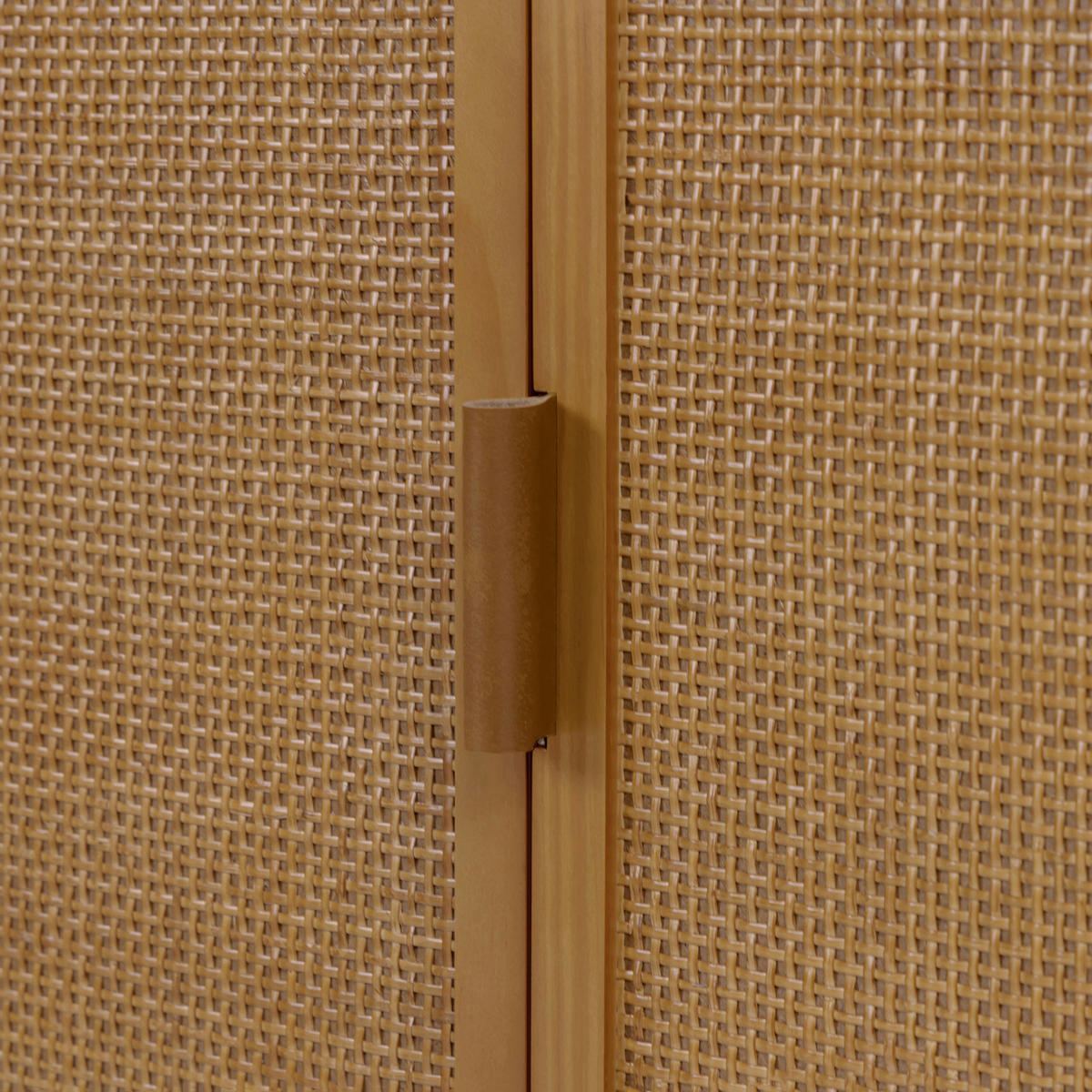 AKZENT-SCHRANK, 2 Rattan Türen, 71cm, Braun - Braun, Holz (71/86/30cm) - Teamson Home
