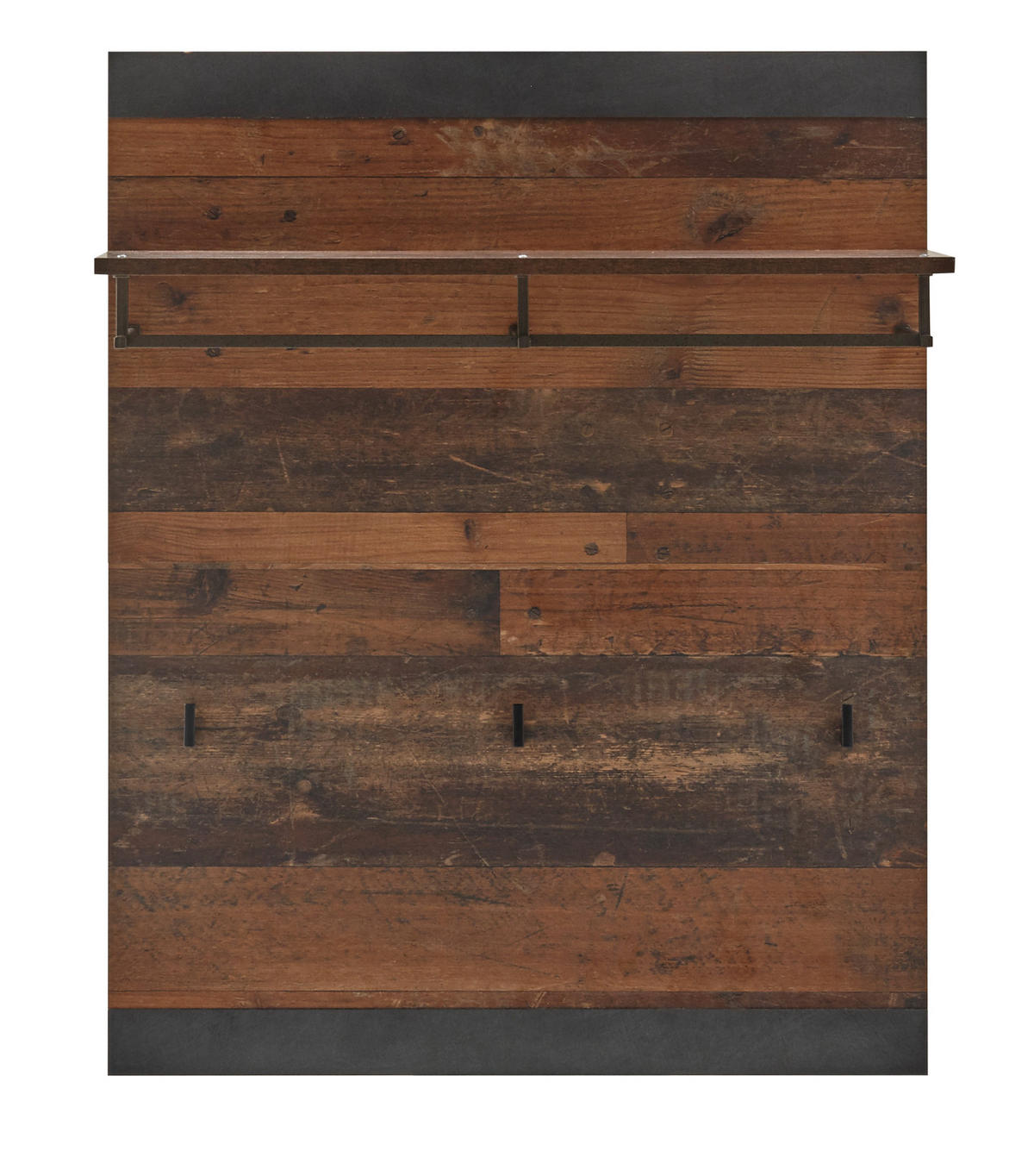 GARDEROBENPANEEL Used Wood, Matera grau 80 cm, Wandgarderobe mit Kleiderstange - Naturfarben/Grau, Holzwerkstoff/Metall (80/100/27cm) - Furn.Design