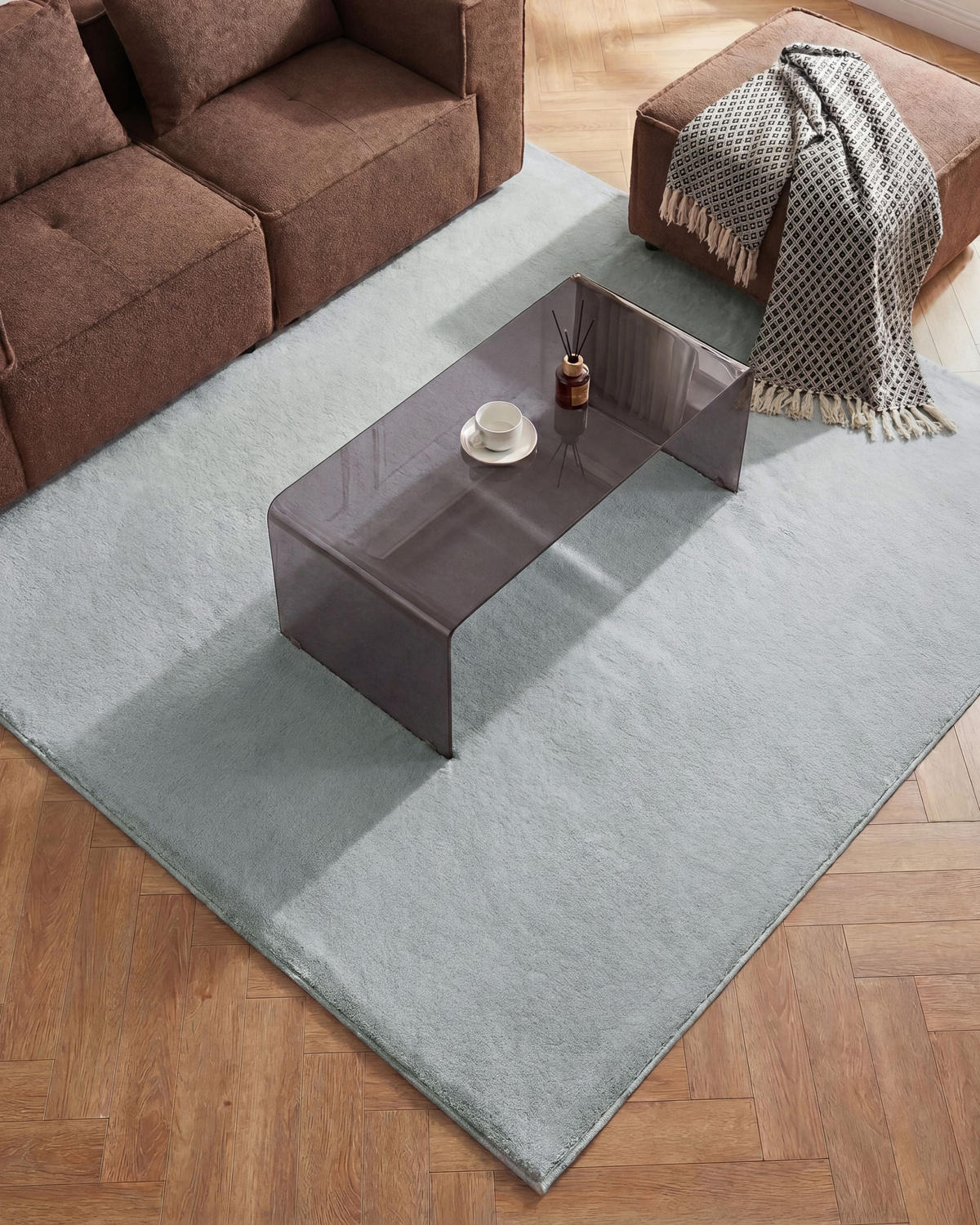 TEPPICH Hellgrau 160/160 cm Vantira - Hellgrau/Grau, Kunststoff (160/160cm) - Beliani