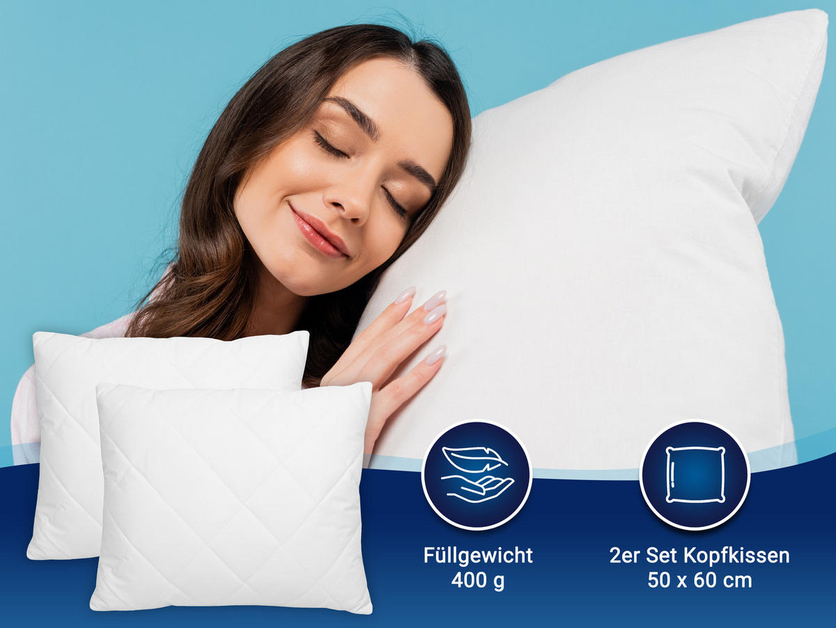 KISSEN, 2er-Set, 50x60 cm, 50% Polyester, 50% Baumwolle, Weiß - Weiß, Textil (50/60cm) - Zollner
