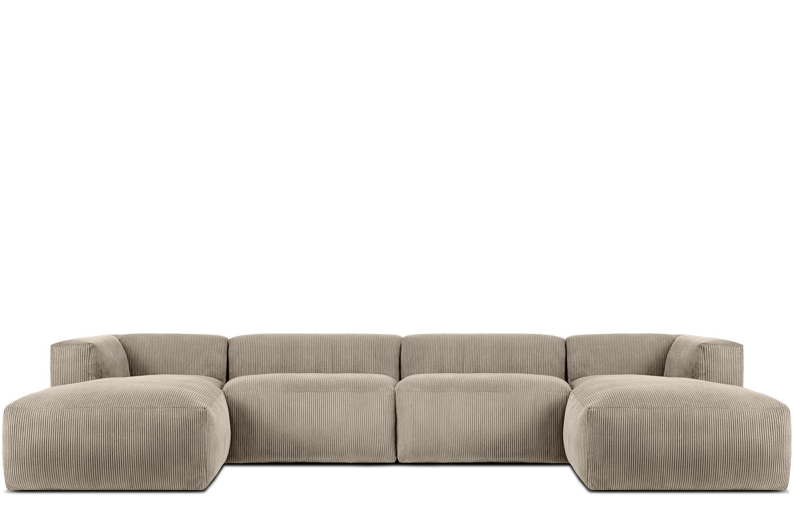 PANORAMA-ECKSOFA BUFFO 7/8 Sitzer mit extrem weicher Sitzfläche, Kordstoff, beige - Beige, Textil (424/73/180cm) - KONSIMO®