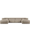 PANORAMA-ECKSOFA BUFFO 7/8 Sitzer mit extrem weicher Sitzfläche, Kordstoff, beige - Beige, Textil (424/73/180cm) - KONSIMO®
