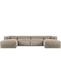 PANORAMA-ECKSOFA BUFFO 7/8 Sitzer mit extrem weicher Sitzfläche, Kordstoff, beige - Beige, Textil (424/73/180cm) - KONSIMO®