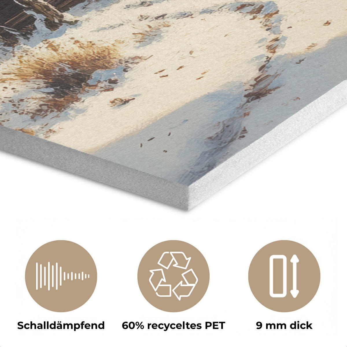AKUSTIKBILD Winter - Schnee - Zuhause - Natur Wanddeko 60x90 cm - Hellbraun, Kunststoff (60/90/0.9cm) - MuchoWow