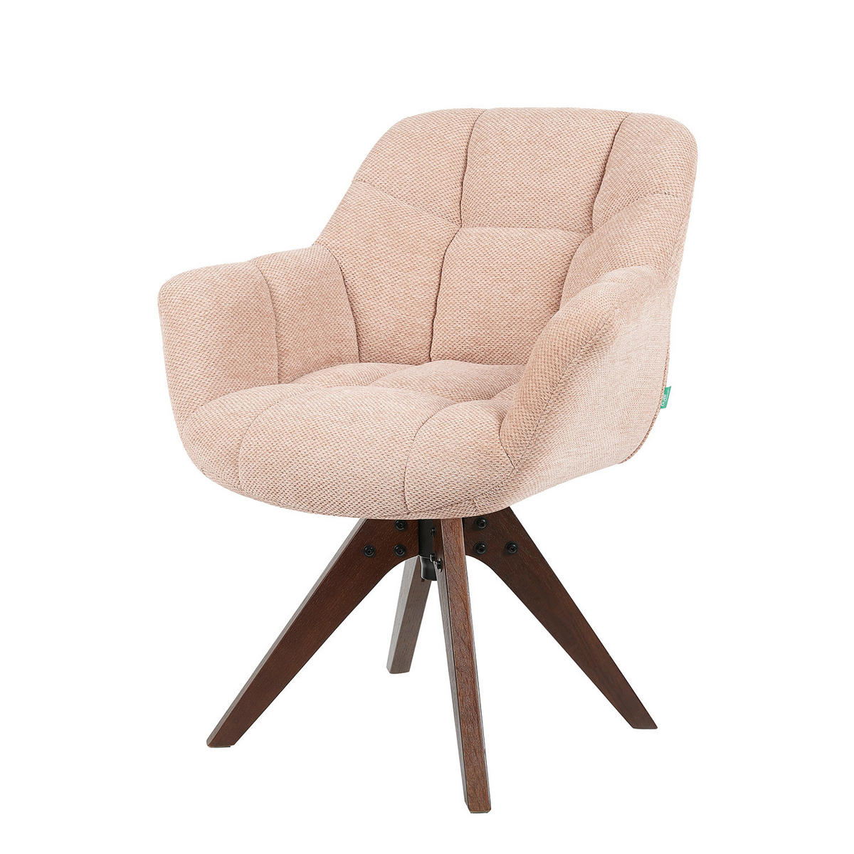 DREHSTUHL Mika-Nele 2er-Set - Nussbaumfarben/Rosa, Eichenholz/Holz (65/81/66cm) - DUBI Möbel