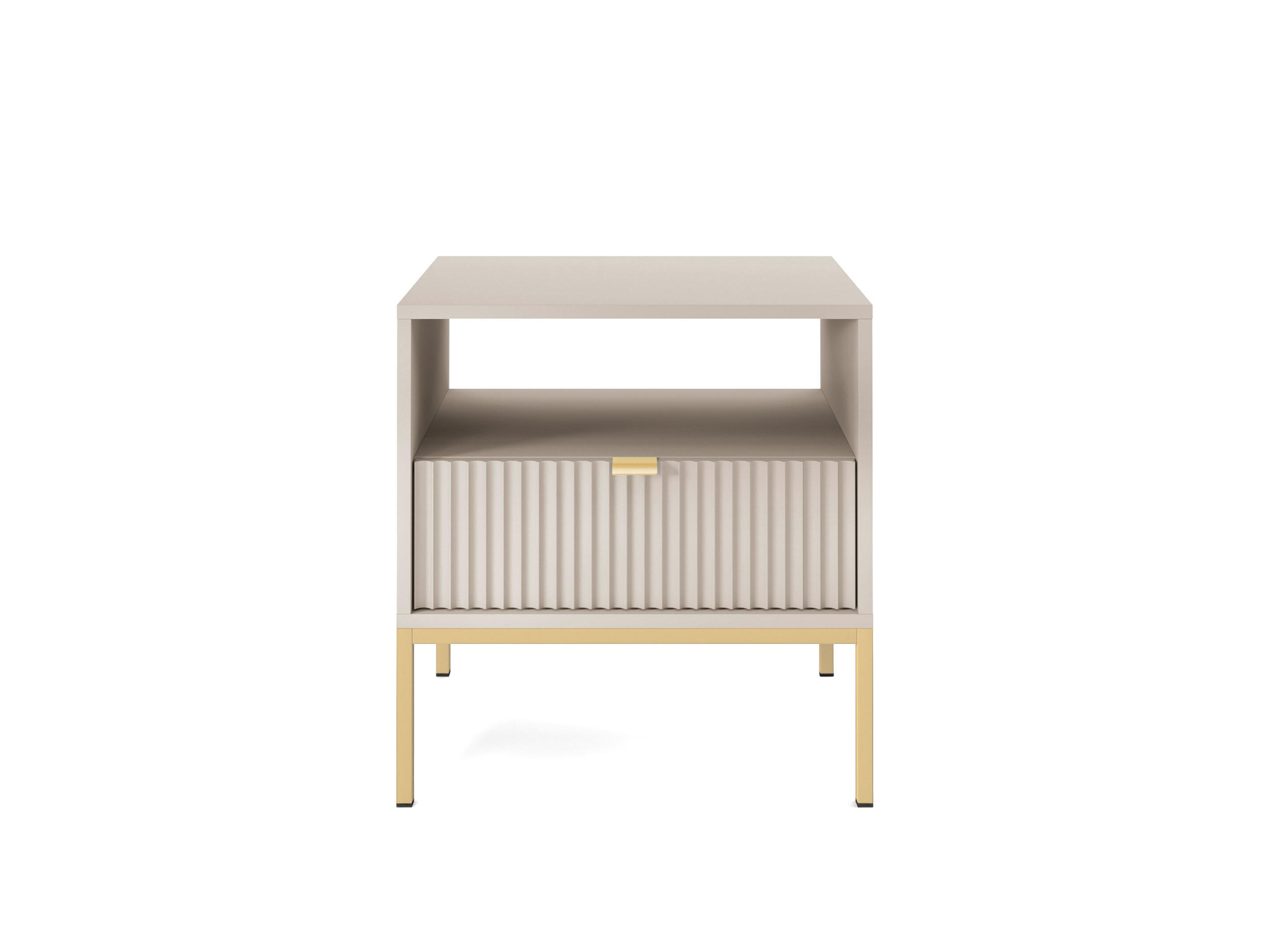 NACHTTISCH: Kaschmir, Gold, 54x 56 x 39 cm, goldene Griffe - Beige/Goldfarben, Holzwerkstoff/Metall (54/56/39cm) - 3XE LIVING