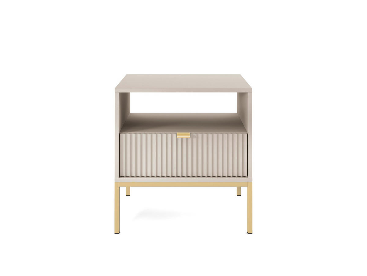 NACHTTISCH: Kaschmir, Gold, 54x 56 x 39 cm, goldene Griffe - Beige/Goldfarben, Holzwerkstoff/Metall (54/56/39cm) - 3XE LIVING
