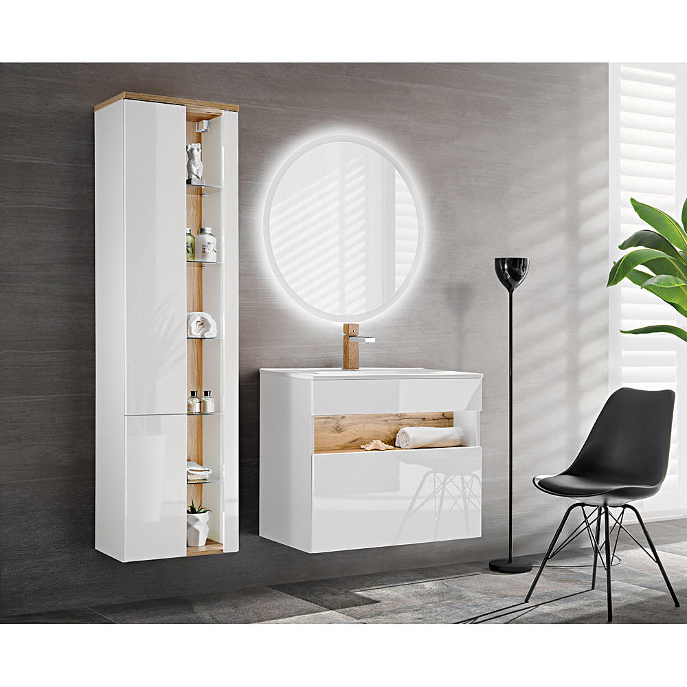 BADMÖBEL-SET 4-TLG. Bermuda-56 - Weiß, Holzwerkstoff (145/200/45cm) - Lomado