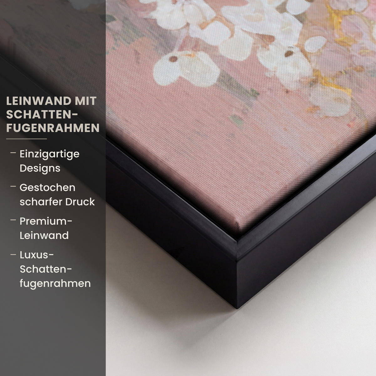 LEINWAND Bilder mit Rahmen - Malerei - Blumen - Rustikal - Rosa - 60x90 - Altrosa, Textil (60/90cm) - MuchoWow