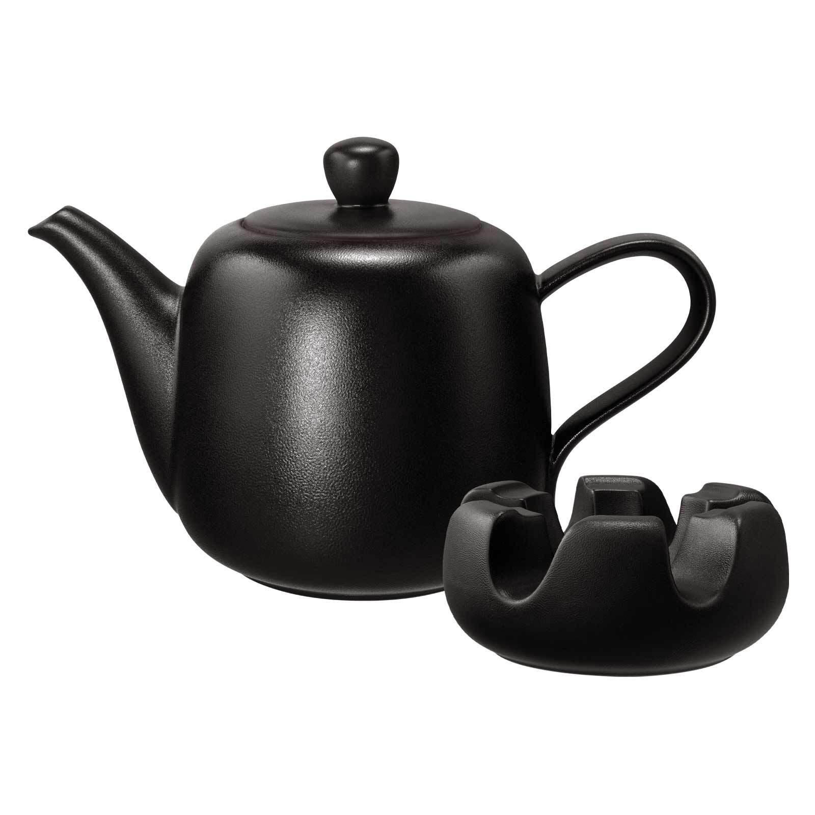 KANNE MIT STÖVCHEN Liberty Velvet Black schwarz 1,6 l - Schwarz, Keramik (1.6L) - Seltmann Weiden