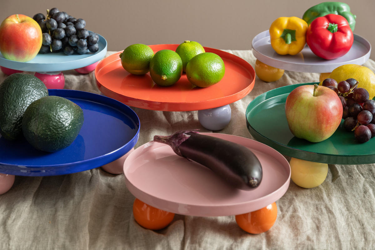 SERVIERTABLETT Double Funky Rosa 20/20/7 cm - Pink, Metall (20/7/20cm) - Present Time