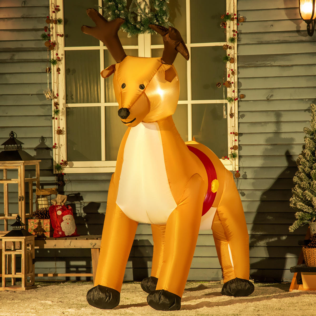 WEIHNACHTS-REH Gelb 155.0/80.0/180.0cm - Gelb, Textil (80/180/155cm)