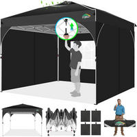 FALTPAVILLON 3x3m Schwarz mit 3 Seitenteilen - Schwarz, Textil (300/204/204cm)
