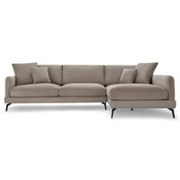 ECKSOFA Webstoff Beige - Beige/Schwarz, Textil/Metall (290/95cm) - Furnhouse