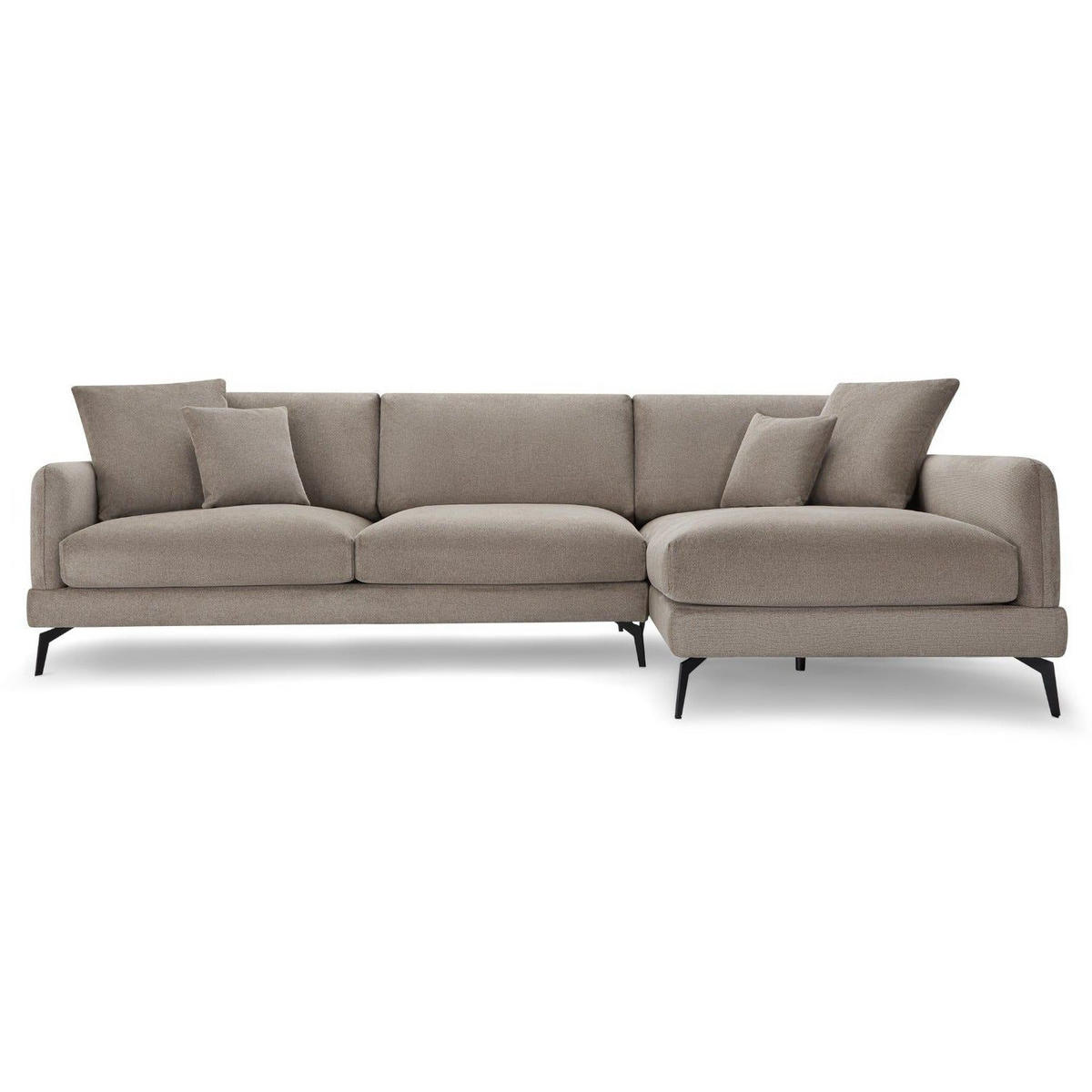 ECKSOFA Webstoff Beige - Beige/Schwarz, Textil/Metall (290/95cm) - Furnhouse