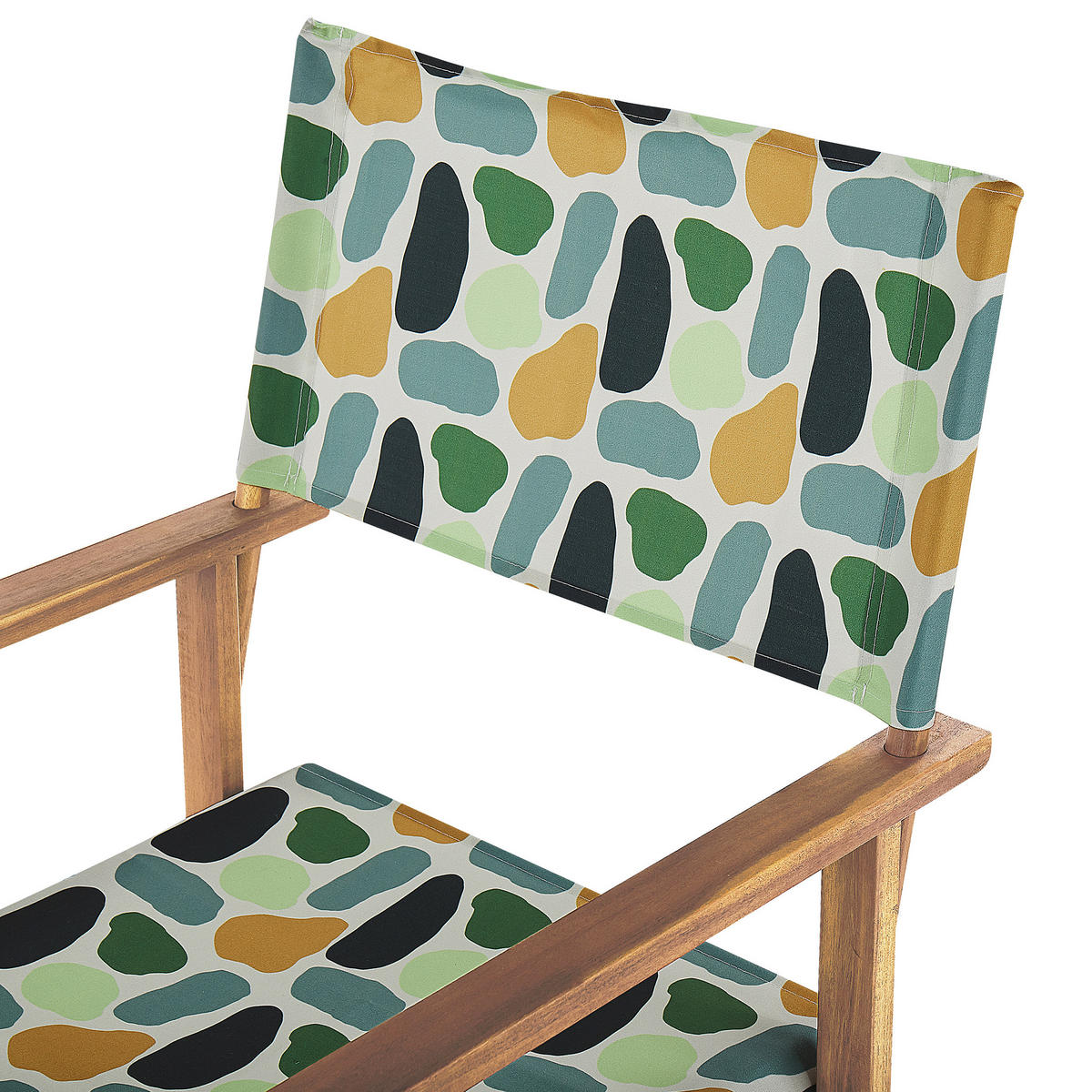 GARTENSTUHL 2er-Set Akazienholz hellbraun grau/mehrfarbig Fleckenmuster Cine - Hellbraun/Gelb, Holz (50/91/50cm) - Beliani