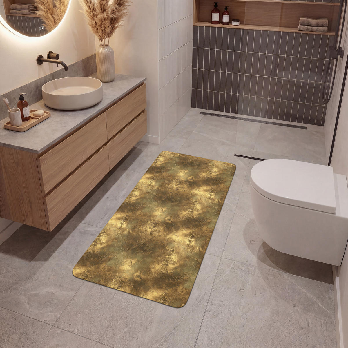 KÚPEĽŇOVÁ PREDLOŽKA Starožitný - metalický vzhľad - zlatý 60x120 cm - zlatá, textil/plast (60/120cm) - OnlyWow