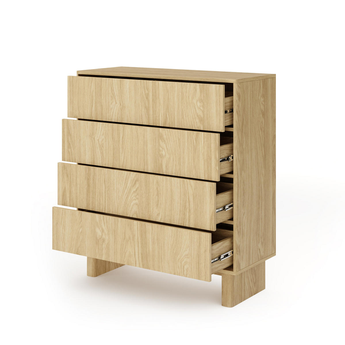 KOMMODE VIRONE (Geölte Eiche, 4 Schubladen, Vollauszug, Push-to-Open) - Eichefarben, Holz/Holzwerkstoff (93/103/38cm) - Ravio