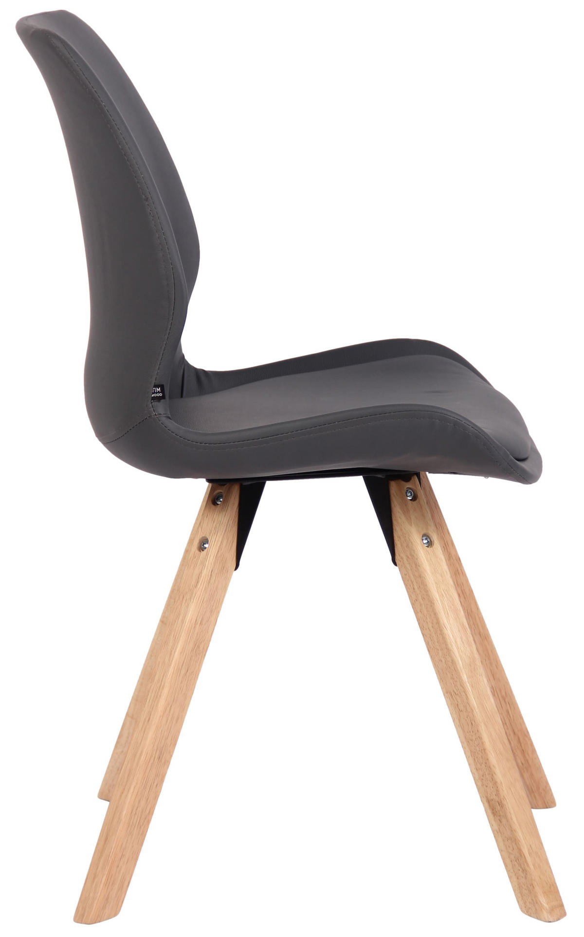 STUHL Lederlook grau - Eukalyptusholzfarben/Grau, Holz/Textil (49/87.5/58cm) - CLP
