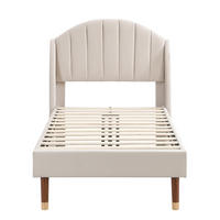 POLSTERBETT 90/200 cm DE-00090, in Beige, Lattenrost und hohem Kopfteil - Beige, Holz (90/200cm) - ComfortXL