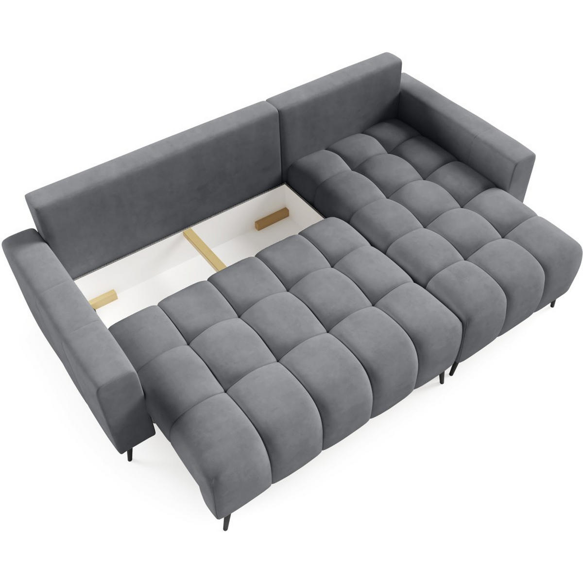 ECKSCHLAFSOFA Denver im Veloursstoff, Hellgrau - Hellgrau/Schwarz, Textil (232/148cm) - Beautysofa