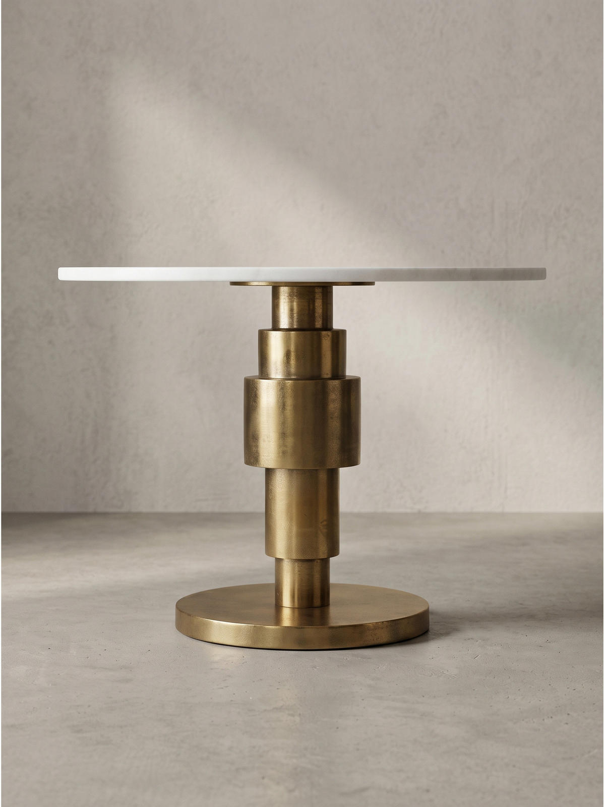 COUCHTISCH ESLA, Marmor, handgefertigt, Weiß-Gold, Ø 60 x 39 cm - Goldfarben/Weiß, Stein/Metall (60/60/39cm) - KADIMA DESIGN