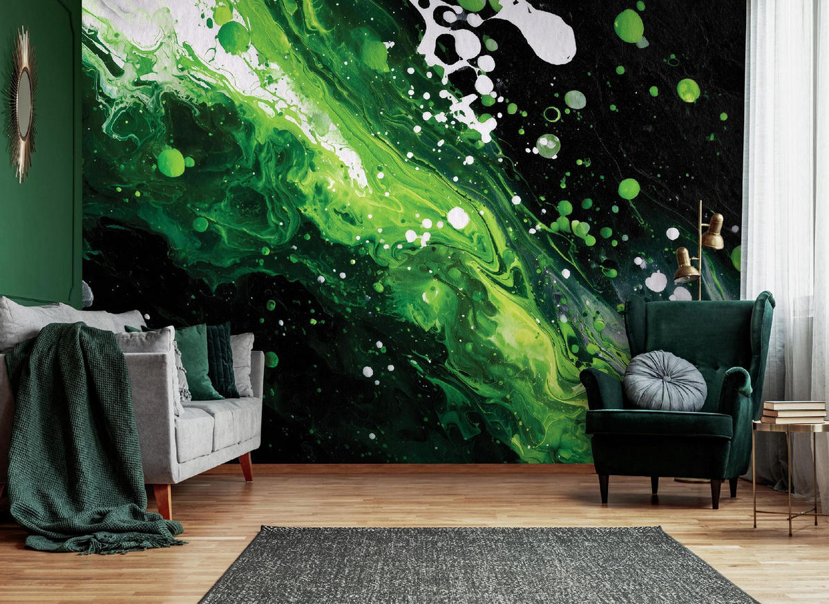 FOTOTAPETE Abstraktion Modern Grün 400x280 cm - Multicolor, Papier (400/280cm) - Wallarena