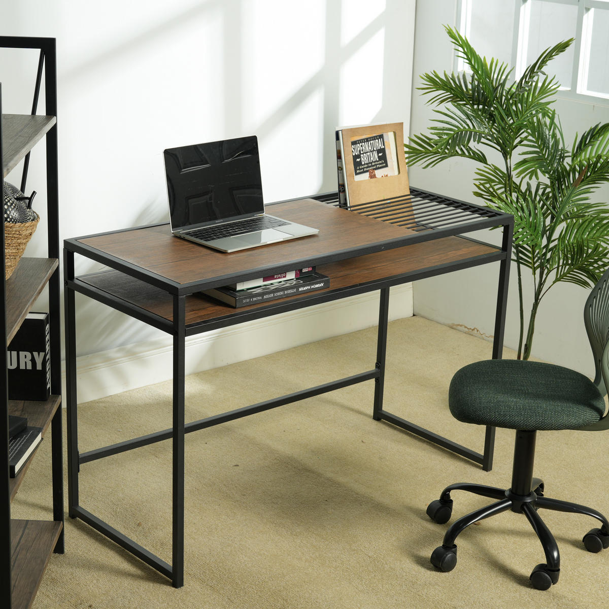 COMPUTERTISCH braun - Braun, Metall (110/47/74cm) - Urban Meuble