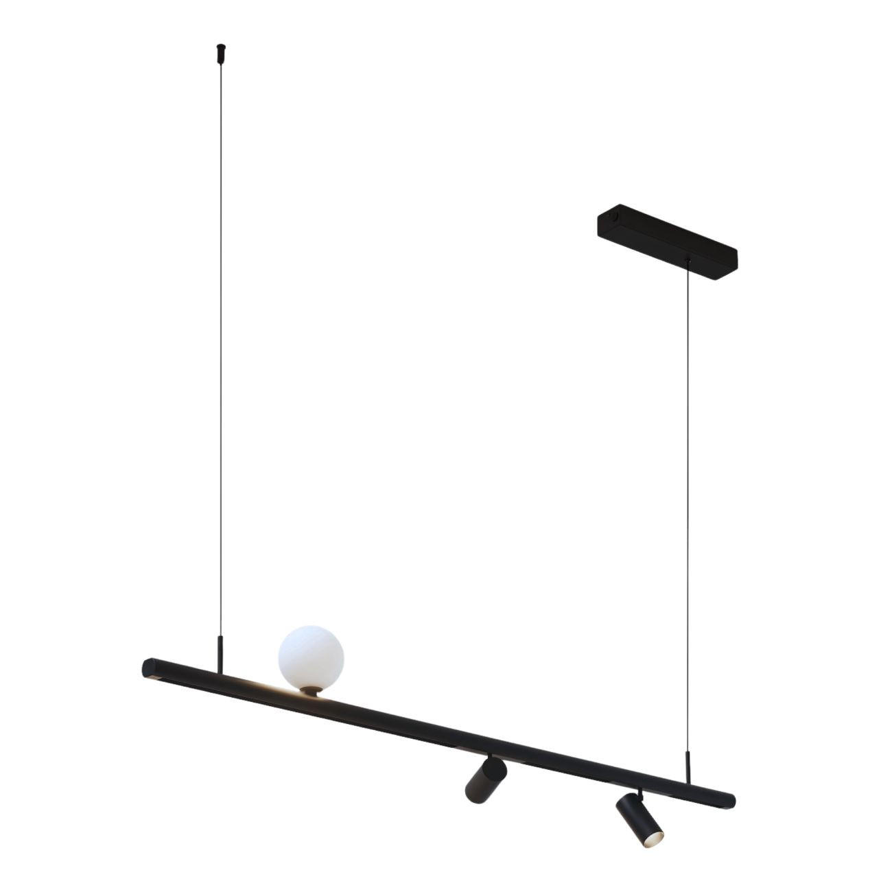 PENDELLEUCHTE MIT SPOTSTRAHLERN Lyne, Schwarz und weiß, 125cm - Weiß, Glas (125/125/8.5cm) - KOSILUM