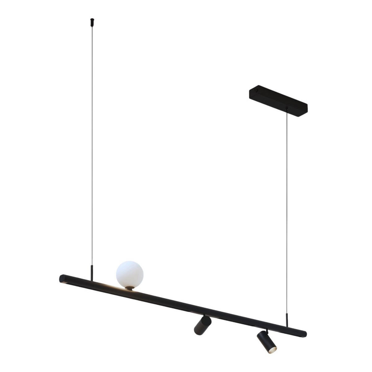 PENDELLEUCHTE MIT SPOTSTRAHLERN Lyne, Schwarz und weiß, 125cm - Weiß, Glas (125/125/8.5cm) - KOSILUM