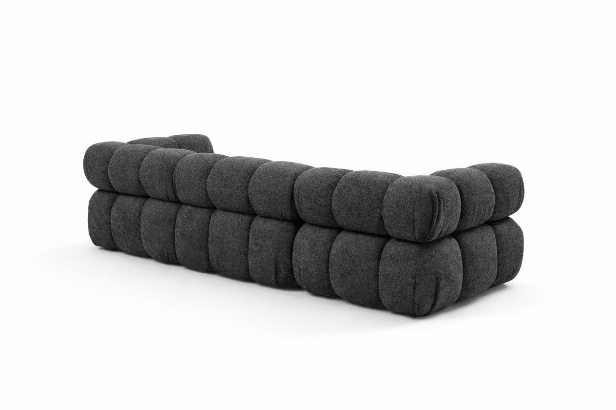 COUCH, 3-Sitzer Modular, Bouclé-Stoff Abriamo, Graphit, Selia - Graphitfarben, Holz (285/70/95cm) - Kaiser Möbel