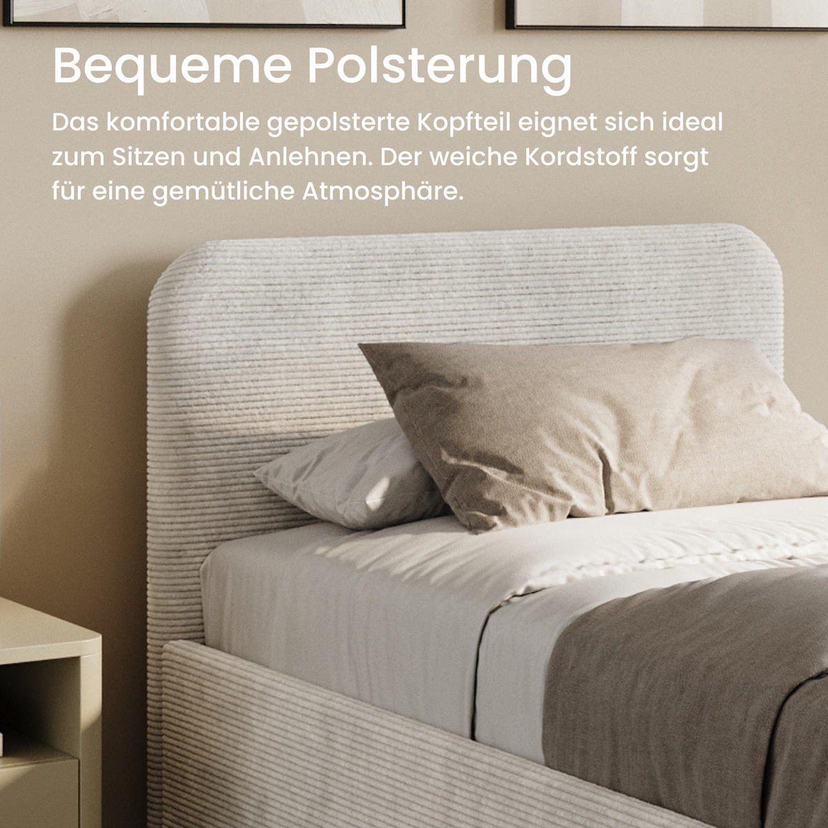POSLTERBETT mit Bonnell-Matratze 100x200 cm in Hellbeige - Beige, Holzwerkstoff/Textil (100/200cm) - Home Collective