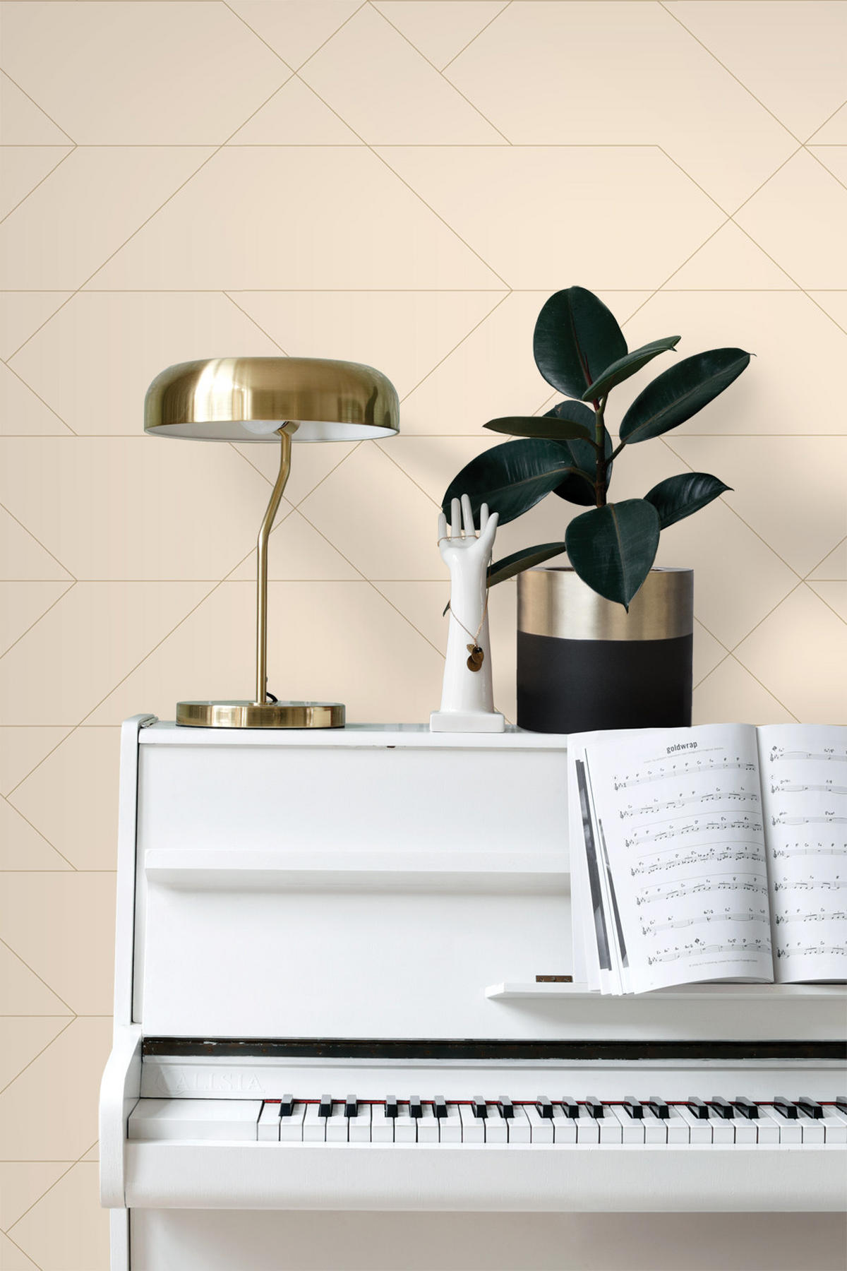 TAPETE grafische Linien 50 x 900 cm - Beige, Papier (50/900cm) - ESTAhome