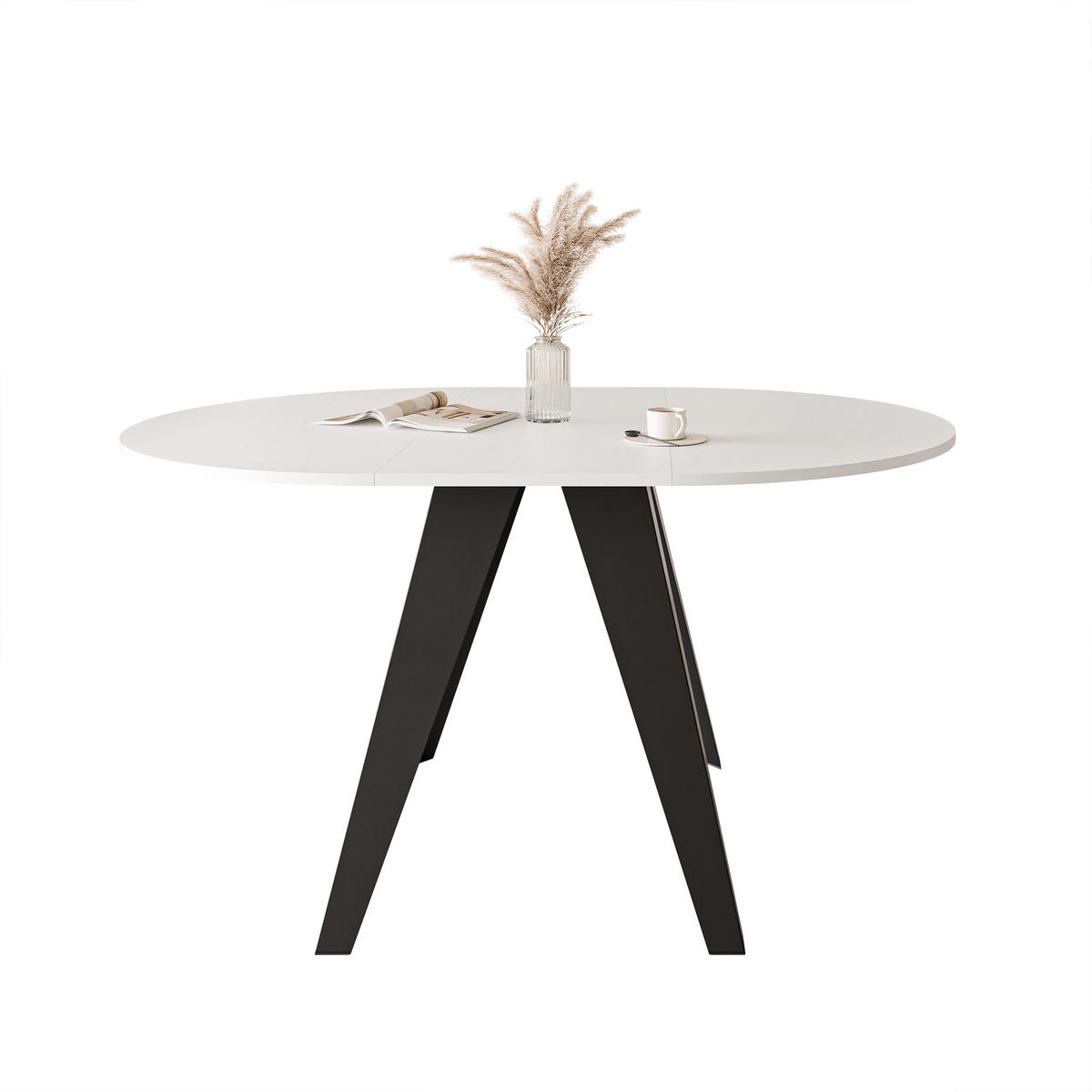 ESSTISCH ausziehbar auf MDF, Weiß - Schwarz/Weiß, Holzwerkstoff (100/100/76cm) - Idohome