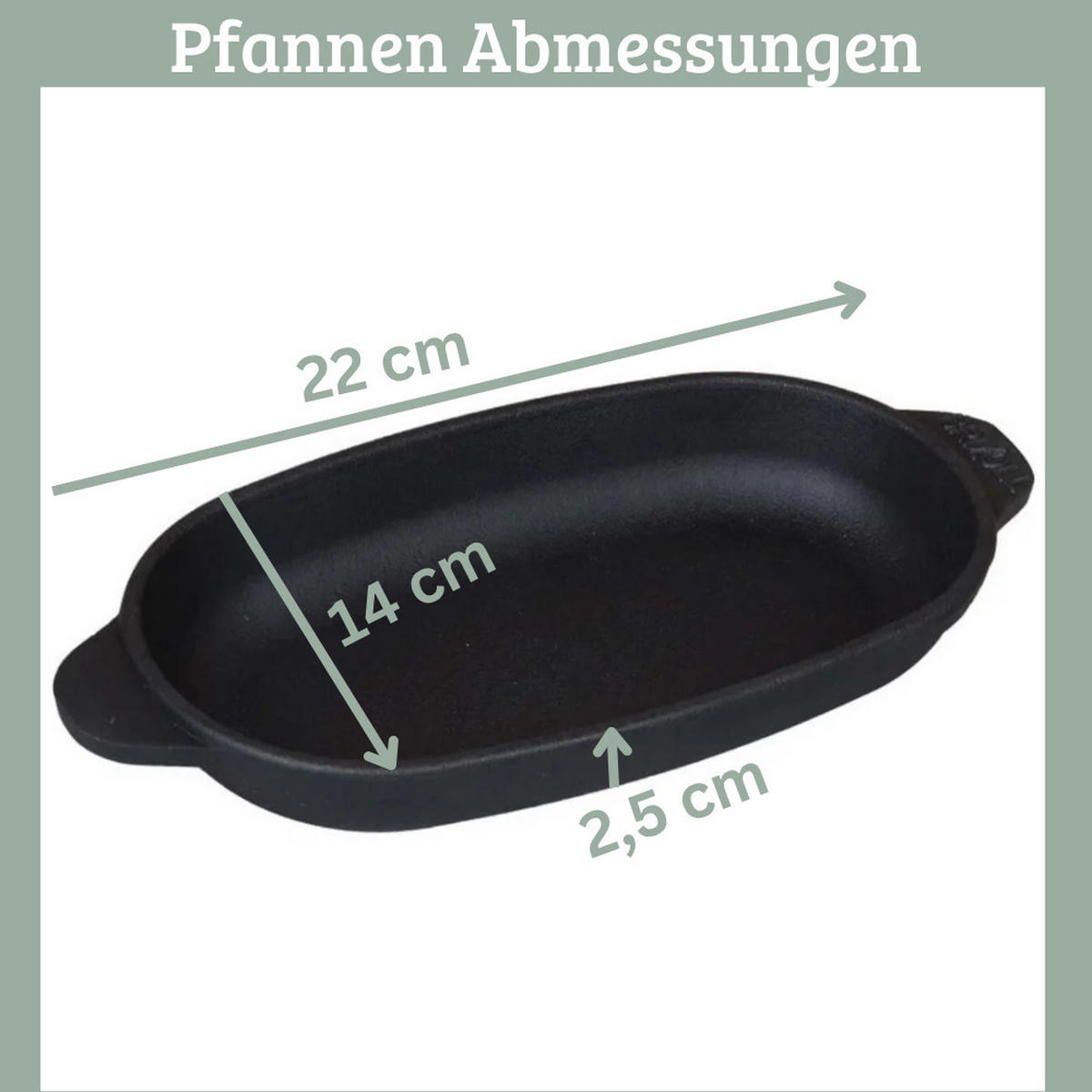 SERVIERPFANNE Gusseisen LUDI mit Holzuntersetzer 22x14 cm - Schwarz, Metall (14/22/2.5cm) - DELUKE