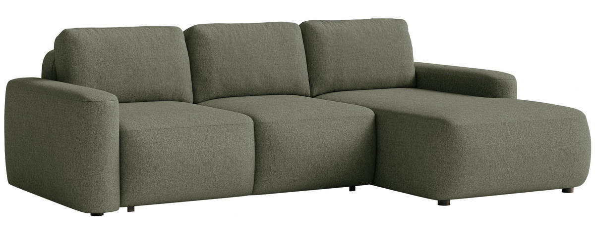ECKSOFA Carnos Mini Olivgrün Chenille - Schwarz/Olivgrün, Kunststoff/Textil (164/238cm) - Selsey