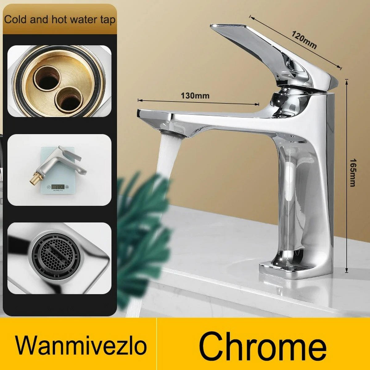 WASCHTISCHARMATUR, heißer und kalter Mischer, Chrom - Chromfarben, Metall (17.8/17/5cm) - Kaket