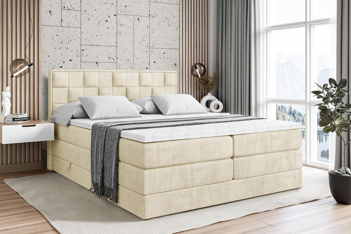 BOXSPRINGBETT ZAFIRA-BZ KING - 160 x 200 - H3/H4 - Beige - Beige, Holzwerkstoff (160/200cm) - ALTDECOR