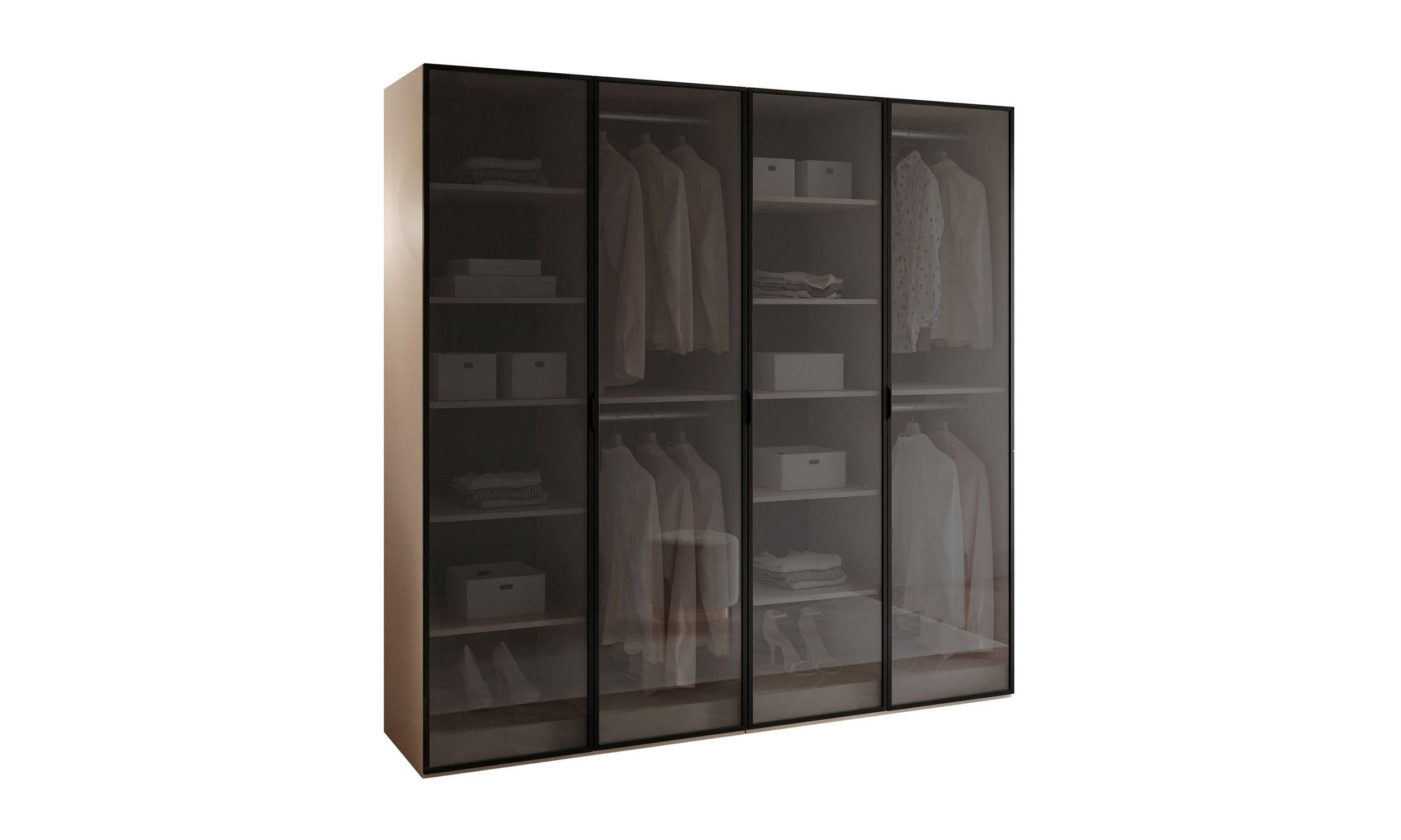 Lookway Kleiderschrank Sand, Schwarz 202x200x49 cm